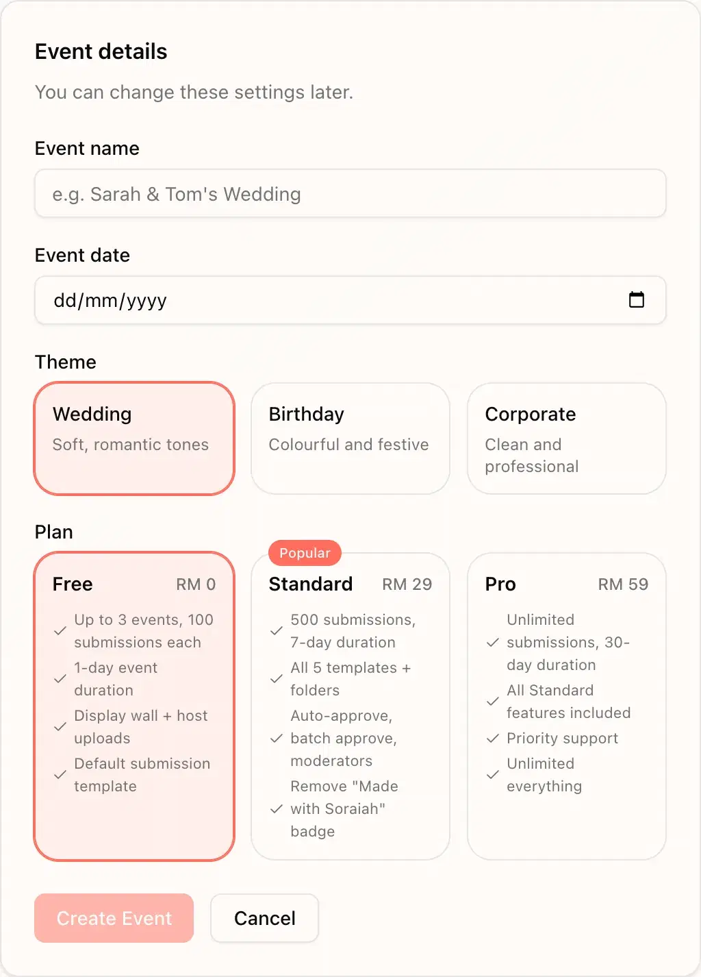 Set up the event before doors open