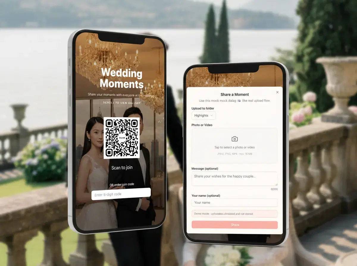 Guests joining an event from a wedding editorial setup